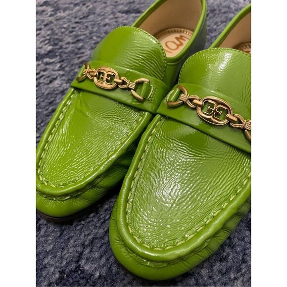 Sam Edelman Lucca Green Lea Slip On Heel Loafers Women's Size 6.5 New - Picture 5 of 9